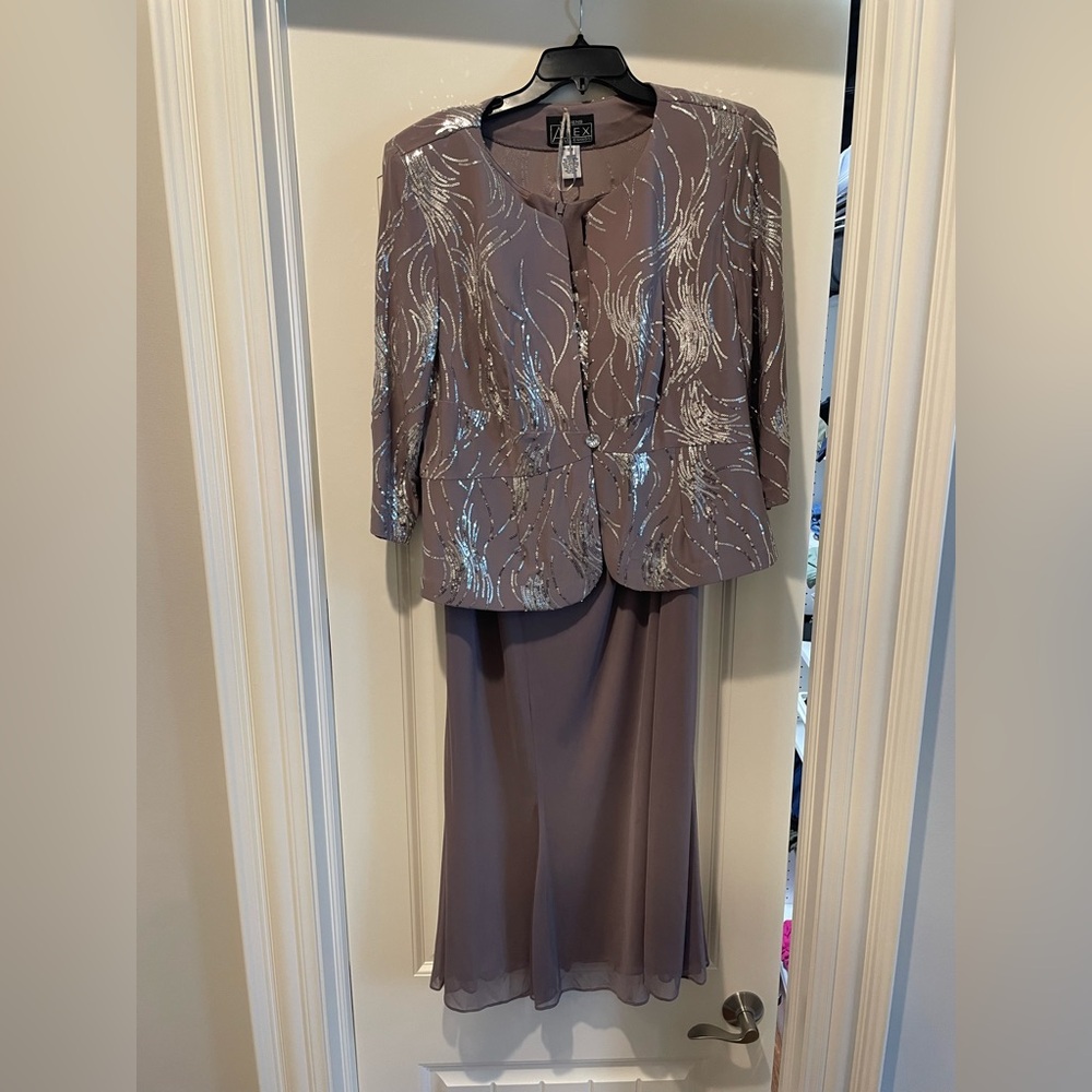Alex Evenings Midi Dress & Jacket (Mauve)